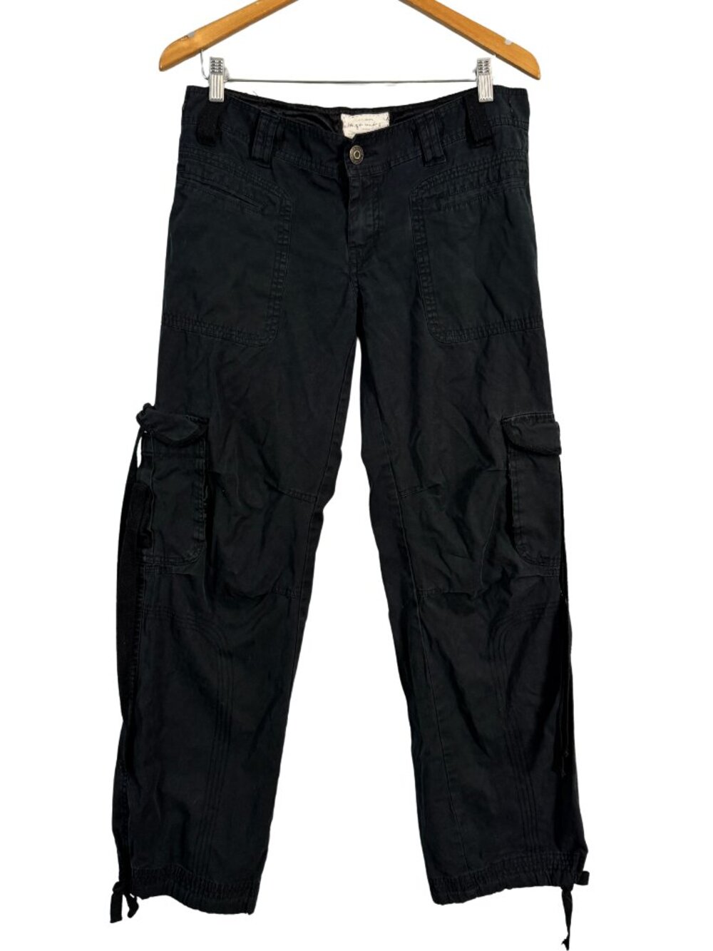 Bongo Vintage Y2K Black Low Rise Cargo Pants,  Baggy Utility Grunge